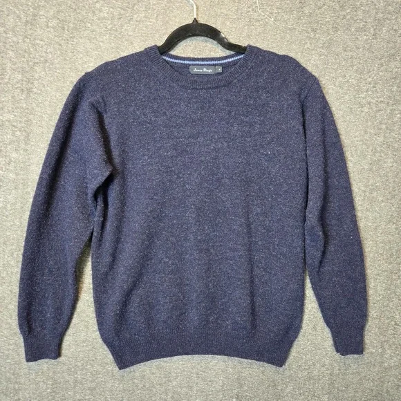 Vintage James Pringle Mens M Navy Blue Wool Crew Neck Sweater Size Medium - Picture 1 of 8